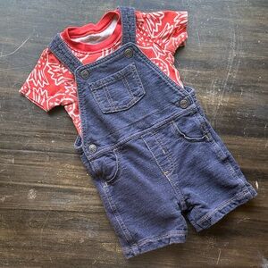 Carter’s Toddler Denim Overalls with Red short sleeves bodysuit - 18 months